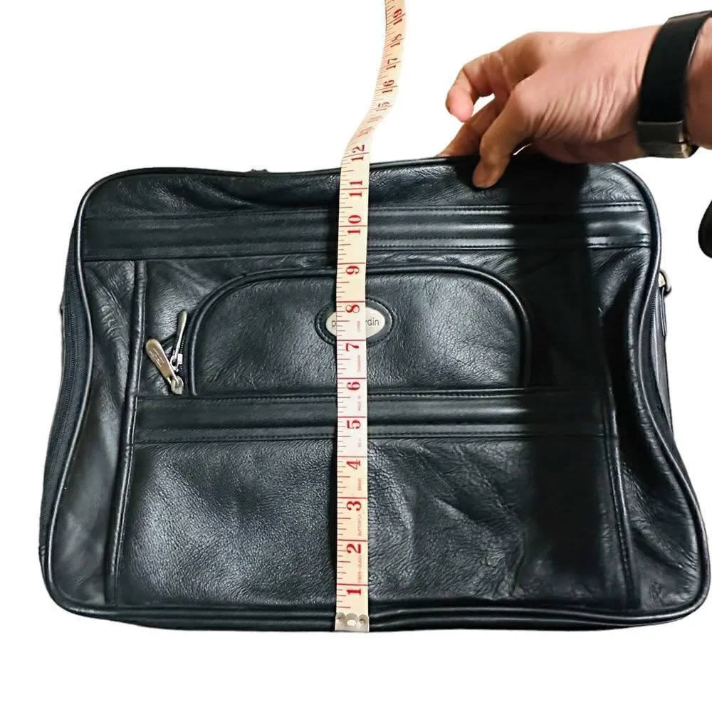 Pierre Cardin Black Leather Look Laptop Bag / brief case